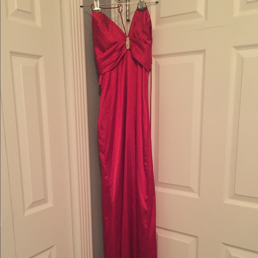 Red silk dress